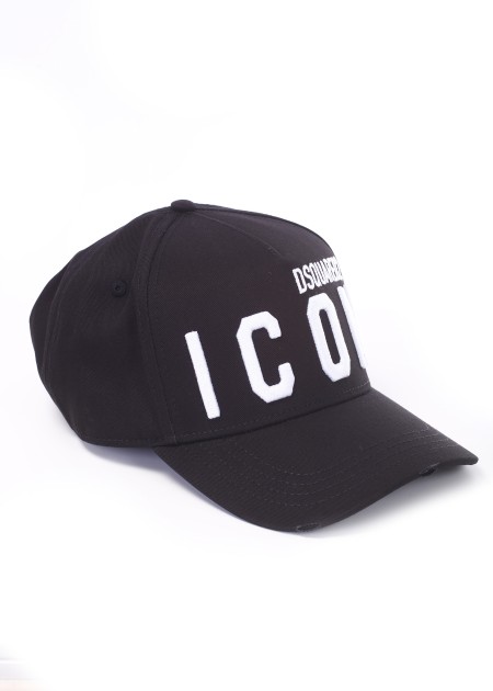 Shop DSQUARED2  Hat: DSQUARED2 Logo baseball cap.
Cotton gabardine baseball cap.
Lettering "DEAN & DAN CATEN" embroidered on the back.
"DSQUARED2 ICON" lettering embroidered on the front.
Adjustable strap on the back.
Composition: 100% Cotton.
Made in China.. BCM0412 05C00001-M063